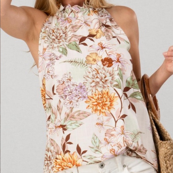Floral Ruffle Neck Tank - Picture 2 of 6